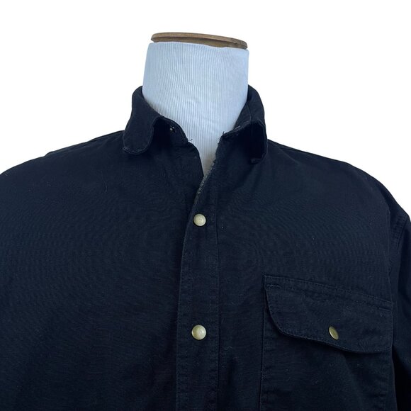 River's End Mens Black Cotton Button-Down Shirt Jacket Plaid Lined Size Large - Picture 5 of 9
